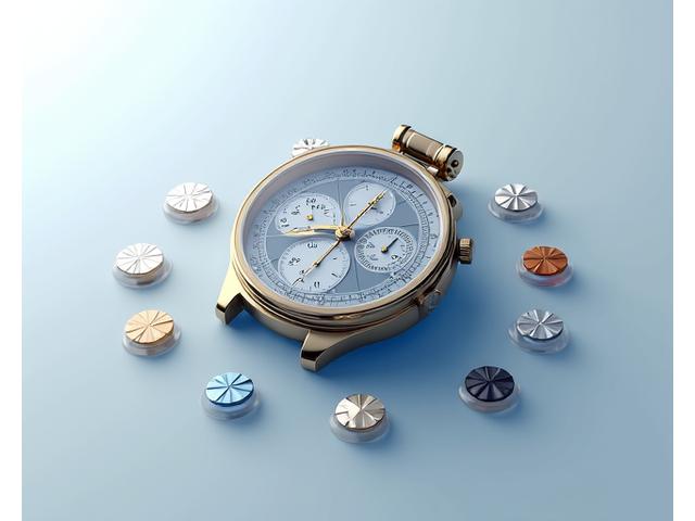 Representação 3D de um cronómetro marítimo personalizado com diferentes opções