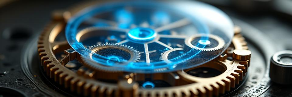 Engrenagens complexas com um escudo digital sobreposto, simbolizando a proteção de segredos comerciais e propriedade intelectual.